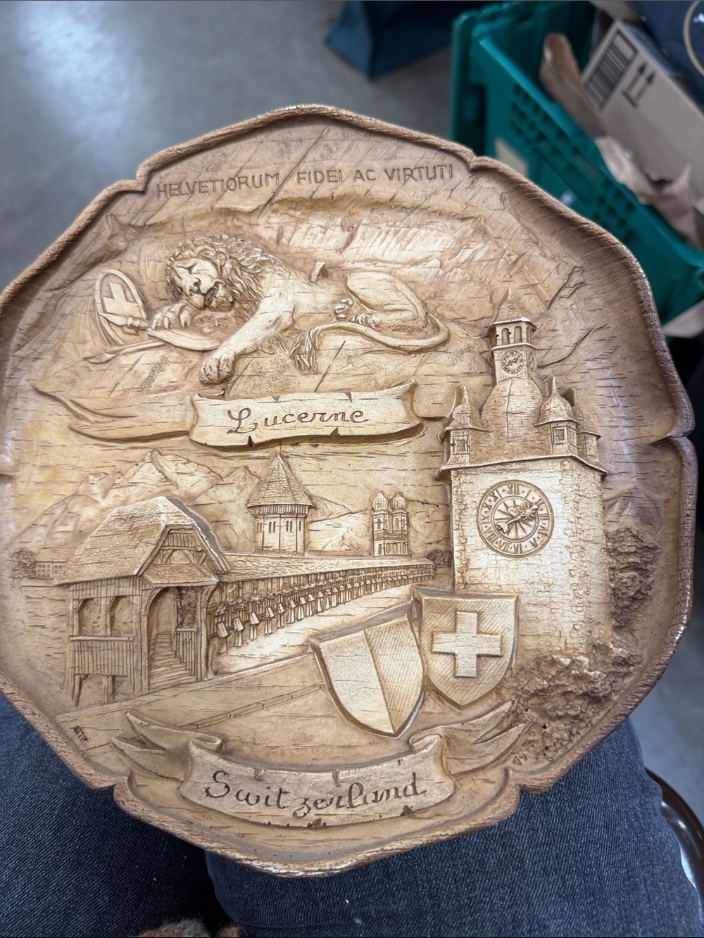 Lucerne Swiss Decorative Wall Plaque - Beige Relief Design